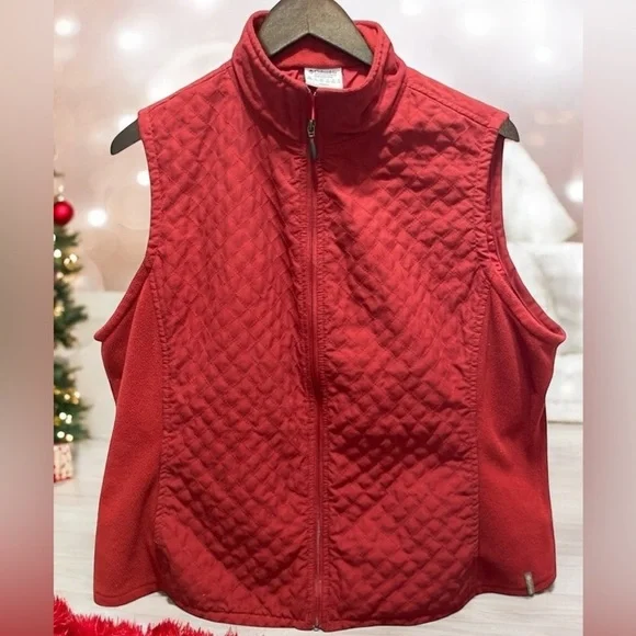 🌟 Columbia Lined Zip Front Red Vest, Sz XL Women’s lightweight technical - Picture 13 of 14